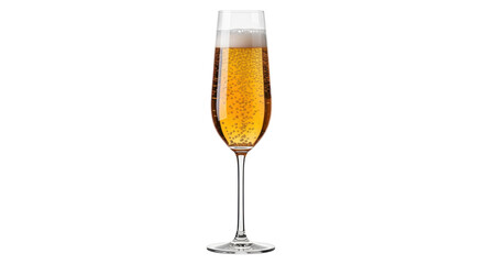 Isolated champagne glass filled with bubbling sparkling wine for celebrating an occasion