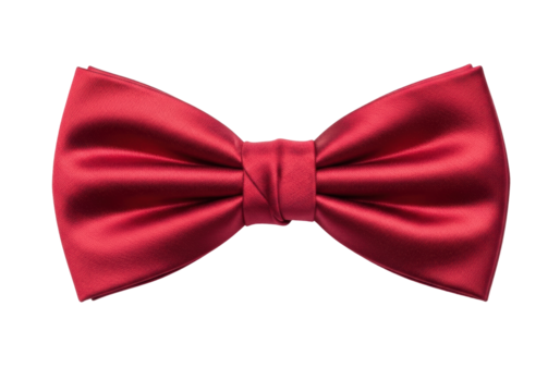 Isolated crimson red silk bow tie formal wear fashionable men's accessory attire element