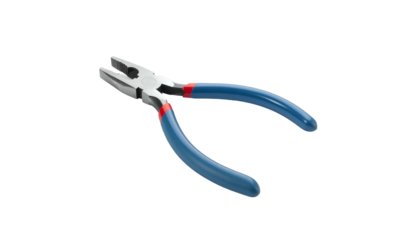 Isolated Pliers with Blue Ergonomic Handles on White Background