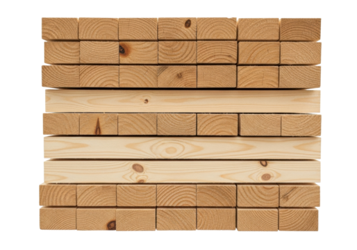 Isolated Stack of 2x4 Lumber Boards for Construction Projects or Home Improvement Use