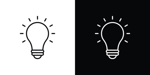 Light bulb icons set with editable black and white stroke line style for ui designs