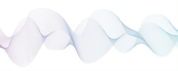 Minimalist abstract wave design consisting of smooth, flowing white and sky blue lines on a white background. Flowing, and Dynamic Ribbon Pattern of Thin, Intertwined Lines. 