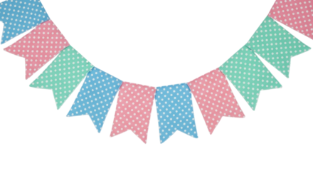 Isolated garland of colorful party flags, pennants. Festive decor for celebration day