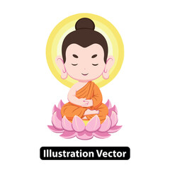 Smiling Buddha on Lotus Flower Peace and Meditation Illustration