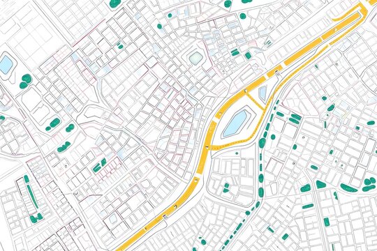 Abstract City Map with Roads and Green Spaces - Minimalist Design