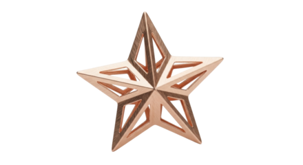 Isolated five-point star ornament for holiday celebration or decoration, bronze metallic color