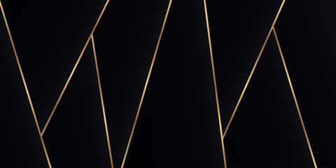 Black background with a luxurious and modern design of geometric shapes and gold lines. Premium background concept for business, award certificates, presentations and greeting cards. VOL. 4