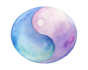 Yin Yang Watercolor Symbol vector illustration 