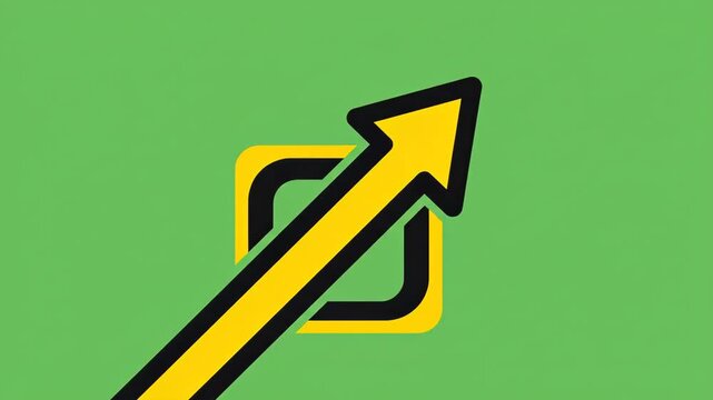 A yellow and black cursor arrow hovers over a green square with a yellow and black border on a green background
