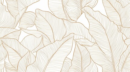 Golden Leaf Pattern on White Background