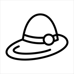 Single summer hat icon with black line style for design element or coloring book element