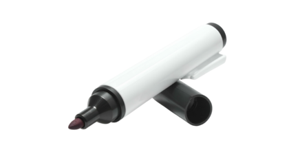 White Permanent Marker with Open Cap Isolated on White Background