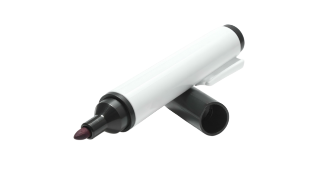 White Permanent Marker with Open Cap Isolated on White Background