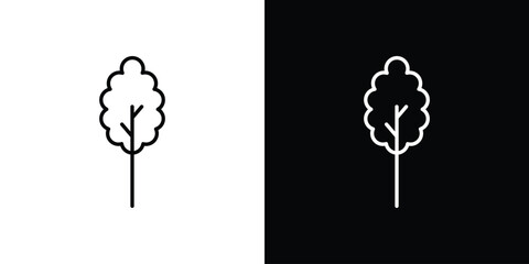 Oak Leaf icons set with editable black and white stroke line style for ui designs © Raj