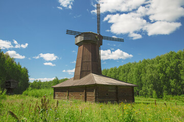 Russia, Kostroma, golden ring, museum of wooden architecture, Kostroma sloboda, exhibit, wooden, windmill, 19th century