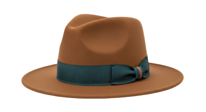 Isolated fedora hat with ribbon trim, wool felt hat for men, style fashion, dapper, hipster