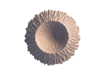 Isolated Top-Down View of a Sandy Crater with Rim and Depression, a Martian Landscape Scene