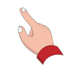 Flat vector illustration of a hand pointing with the index finger, perfect for UI icons, instructions, guides, or educational graphics.