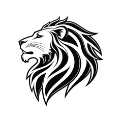Majestic Lion Head Vector Illustration in Black and White