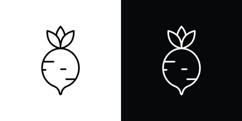 Radish icons set with editable black and white stroke line style for ui designs