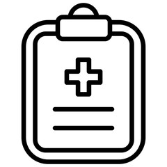 Medical Report Outline Icon Design Vector - clipboard with a medical cross symbol representing patient records, health documentation, and medical reports