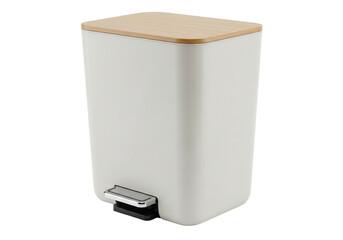 Isolated step-on trash can for garbage waste disposal, modern bathroom kitchen container