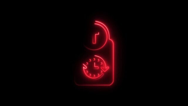 Abstract glowing neon Time-Bound Smart goal setting icon animation with dark background.