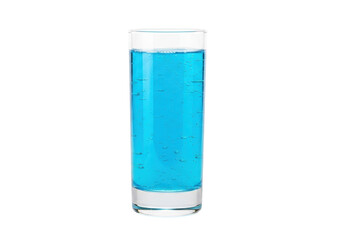 Isolated glass filled with refreshing blue liquid, beverage in transparent drinkware
