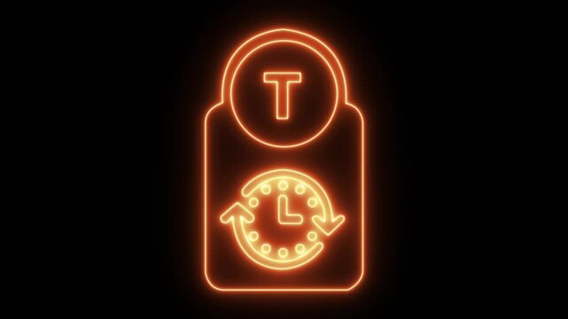 Abstract glowing neon Time-Bound Smart goal setting icon animation with dark background.