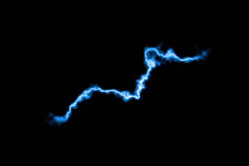 Blue lightning bolt with glowing energy on black background