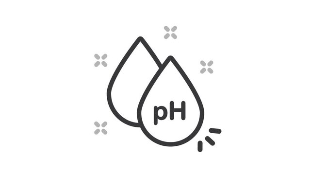 PH line icon with water drops - video, icon, vector.
