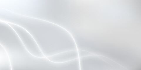 Silver abstract background with neon glowing lines. Sleek metallic surface with vibrant neon light trails creating a futuristic and dynamic effect. Ideal for technology, innovation, and digital design