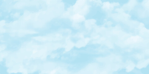 Beautiful bright blue sky cloudscape with fluffy white cumulus clouds on a sunny summer day