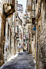 Narrow, typical street in the old town of Palermo, Sicily, Italy