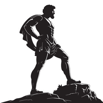 Black hercules heracles Silhouette Vector, High Quality Illustration on White Background