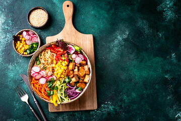 Vegan healthy poke bowl with tofu