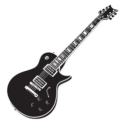Black guitar Silhouette Vector, High Quality Illustration on White Background