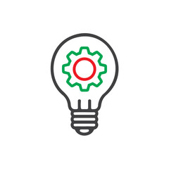 Innovation Lightbulb with Gear Outline Vector Icon