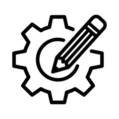 Edit Settings Gear Outline Vector Icon on White Background