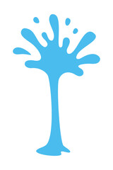 Tall blue water splash burst. Vector liquid drop spray shape. Great for abstract design, decoration and creative graphic projects