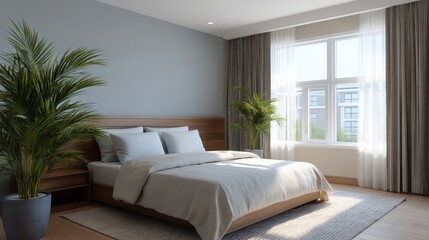 Fototapeta premium Coastal Interior Suite Design with Muted Palette and Natural Elements for Tranquil Atmosphere