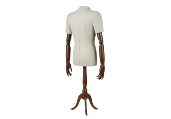 Isolated mannequin torso with poseable arms for fashion design and retail display purposes
