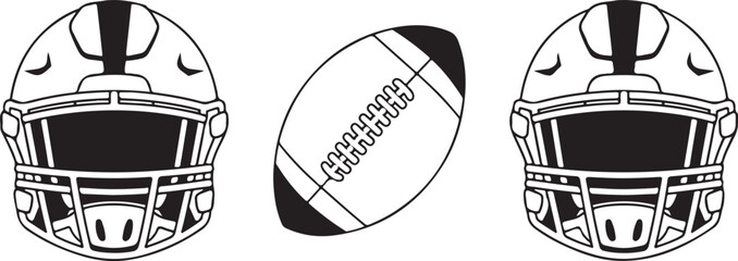 American Football Player Silhouettes in Action Poses