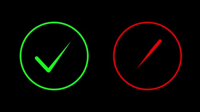 Animated Check Mark and Cross Mark Yes and No Vote Icons