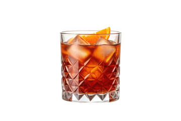 Refreshing negroni cocktail with orange slice isolated on transparent background