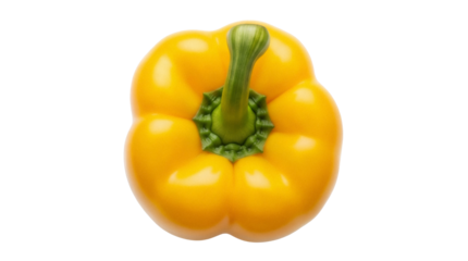 Vibrant yellow bell pepper PNG isolated on transparent background, fresh vegetable for cooking and healthy eating concepts