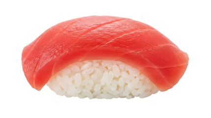 Delicious tuna nigiri sushi isolated PNG, traditional Japanese cuisine with fresh raw fish on rice for restaurant menu and healthy eating
