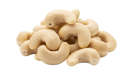 Pile of cashew nuts PNG isolated on transparent background, healthy snack food rich in protein and minerals for vegan diet