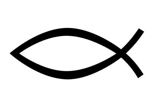 Christian fish. Religious symbol. Faith in Jesus Christ. Christian fish symbol  isolated on white background, Jesus Fish Icon religious sign. God Christ logo .