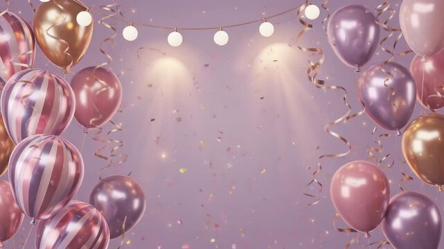 バースデーやイベントに使えるパーティー背景動画・ガーランドとバルーン演出
